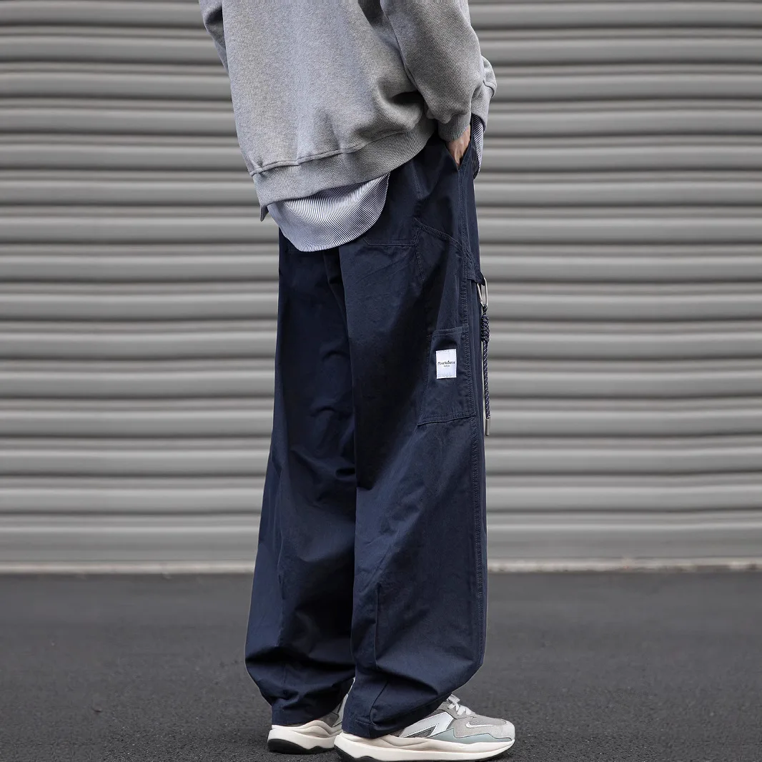 

Мужские повседневные брюки свободного кроя в японском стиле для работы, весна-осень, прямые базовые рабочие брюки