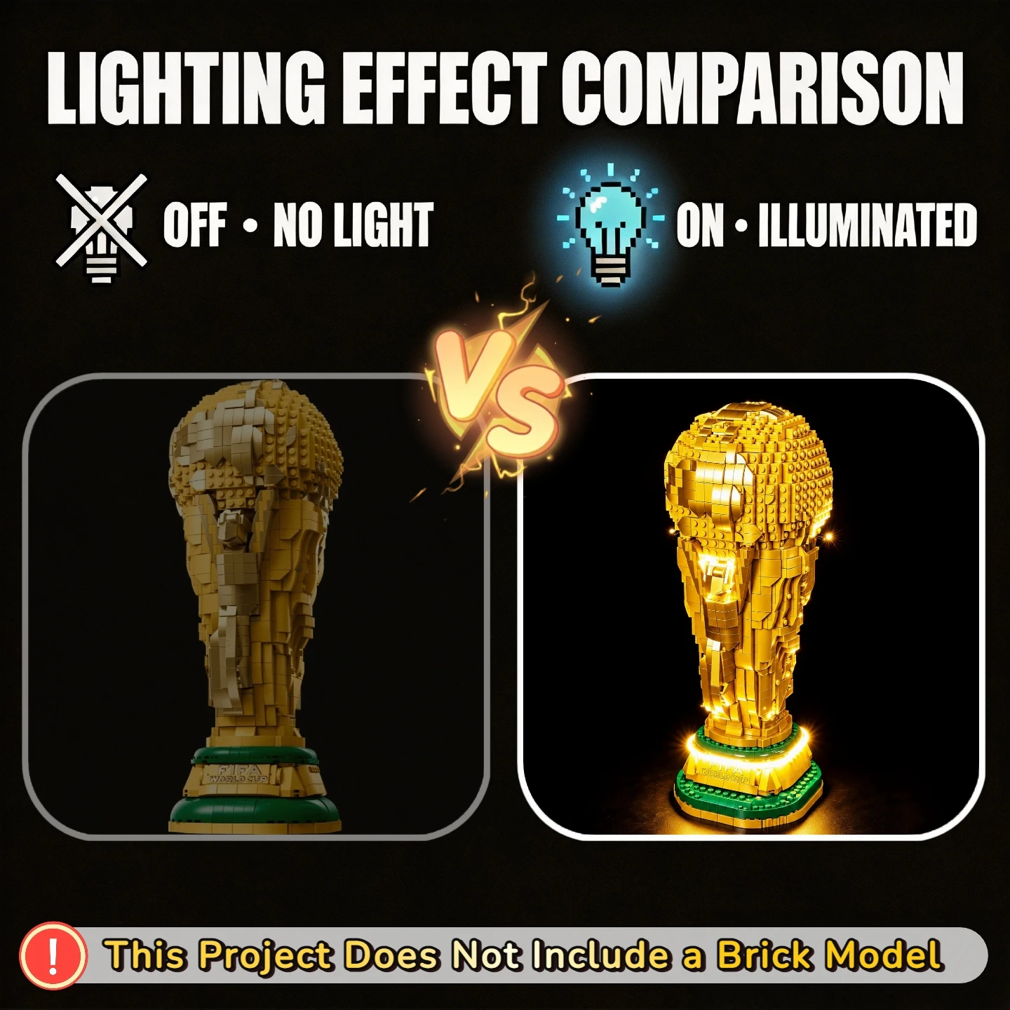 HPROSPER LED Accessory Light (No Model) For LEGO 43020 Editions FIFA World Cup Official Trophy Easy Install Hidden Wiring view 2