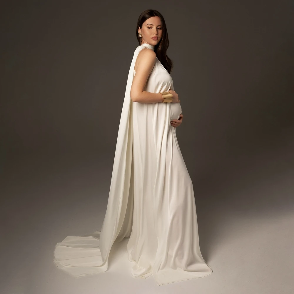Maternity Photography Props Dress Elegant Cape Pregnant Women Photoshoot Gown Studio Pregnancy Outfits Baby Shower Outfits view 2