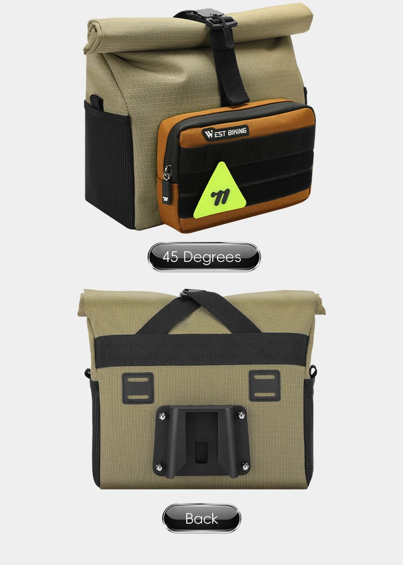 WEST BIKING Faltbare Fahrrad-Vordertasche 2-in-1 Multifunktionale Fahrradlenkertasche 3,3+0,6L Große Kapazität Werkzeugaufbewahrung Fahrradtasche – Detail 18