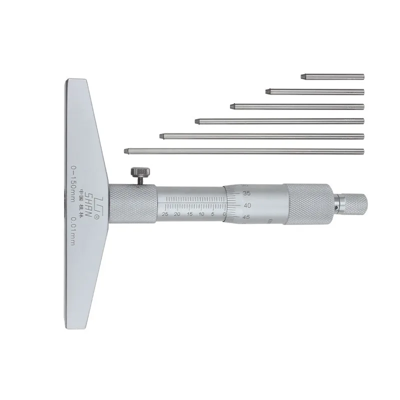 0-100mm 0-150mm 0-200mm 0-300mm  Depth Micrometer Gauge With  Rods Measurement Caliper Tool