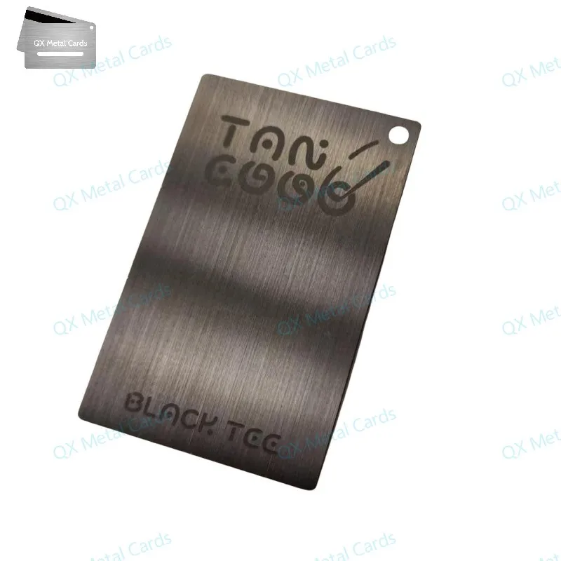 

Custom Brushed Gunmetal Metal Business Cards Stainless Steel VIP Membership Cards Dark Gray Metal Card Personalized Logo Luxury