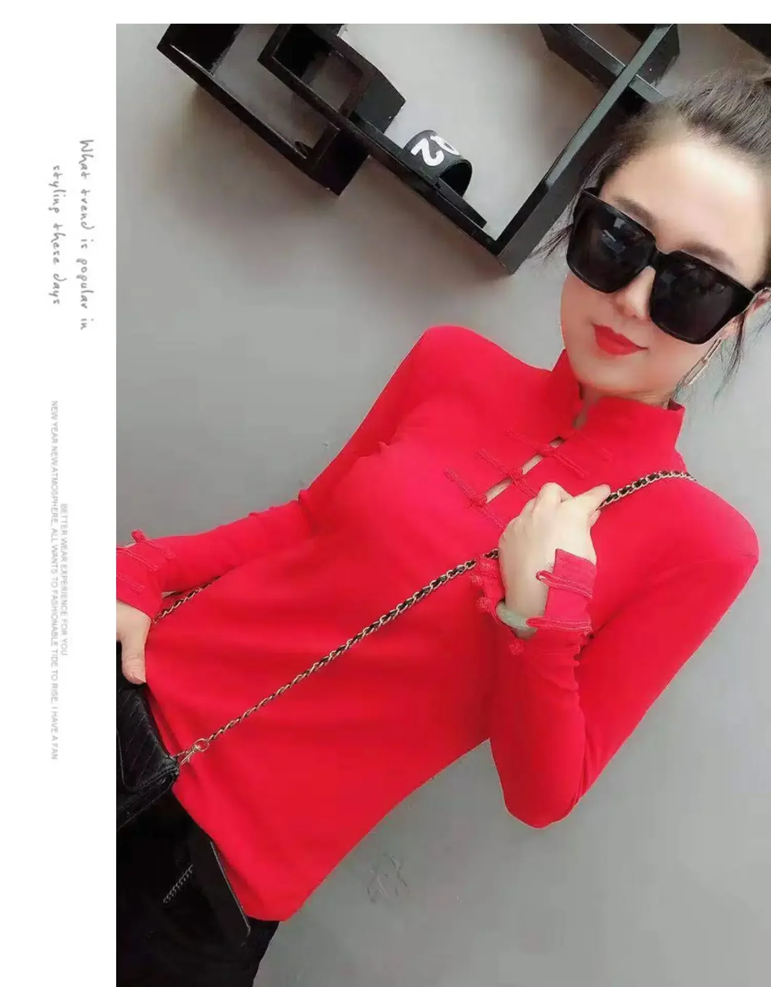 Full Sleeve Turtleneck Pullovers for Women, Harajuku Shirt, Streetwear, Red Top, Winter