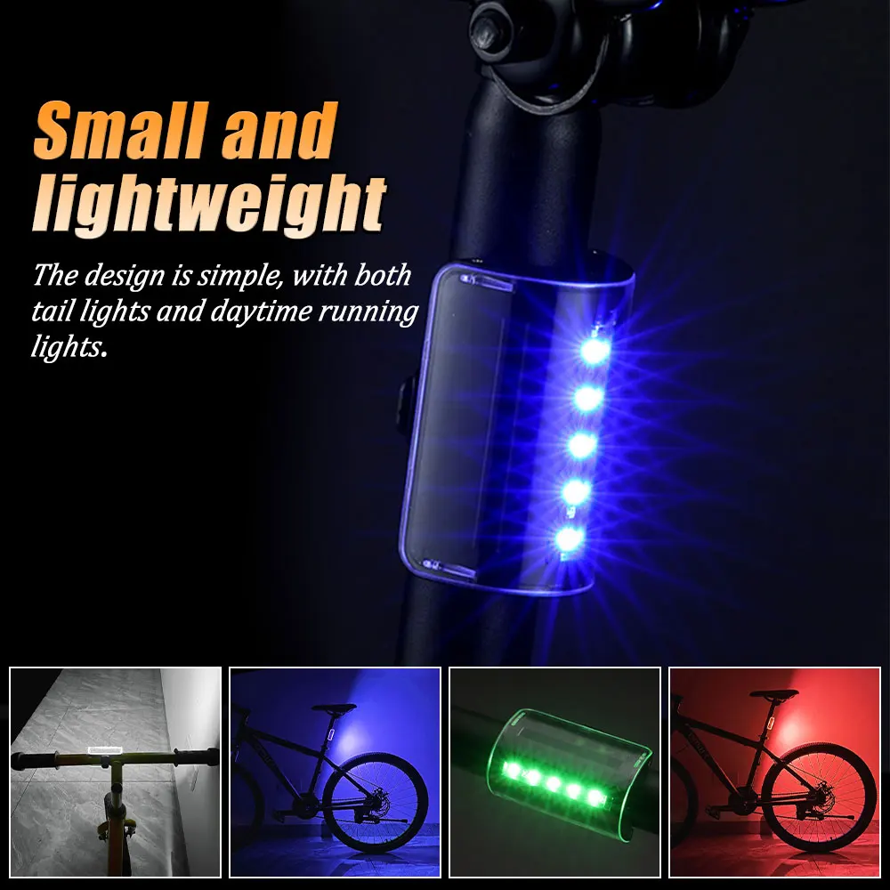 Bike Tail Light Bicycle Lights Memory Mode Red/Blue/Green/White LED Warning USB Waterproof Helmet Scooter Rear Taillight