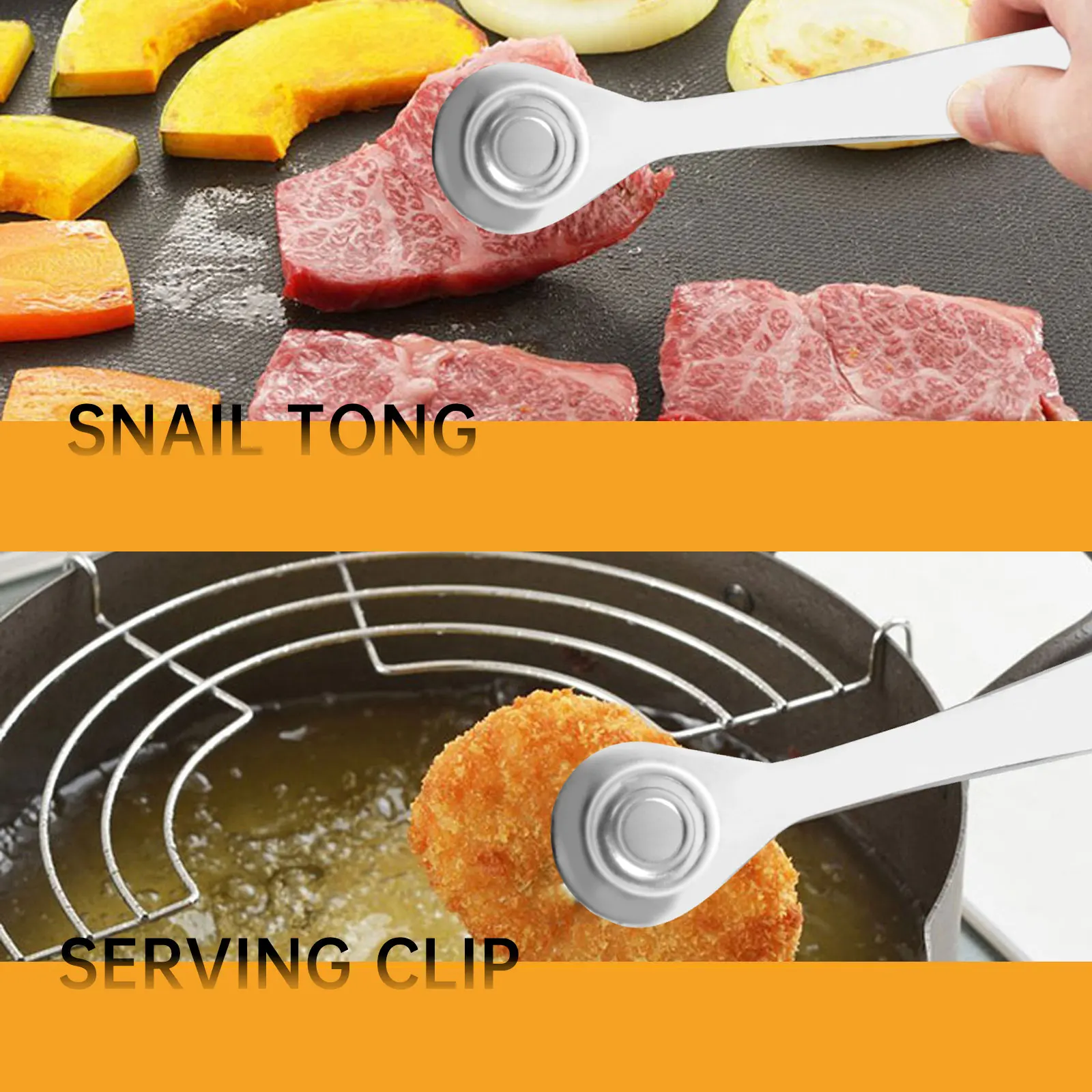 

5 pcs Stainless Steel Food Tongs Kitchen Gadgets Restaurant Serving Clamp Heat Resistant Lightweight Snail Tong Ice Tongs