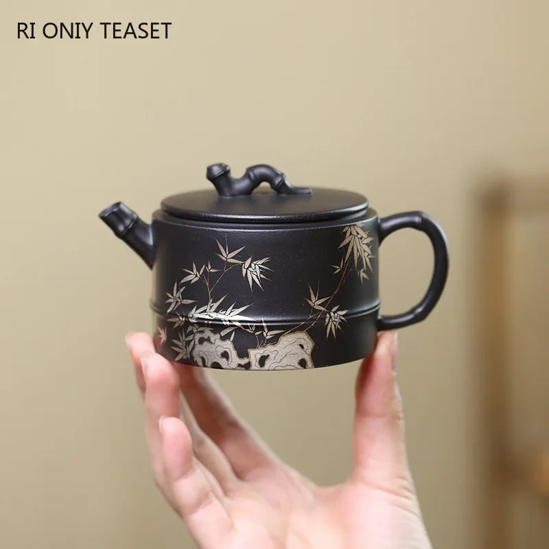 

160ml Yixing Purple Clay Teapots Handmade Bamboo Leaf Kettle Chinese Zisha Tea Pot Beauty Tea Infuser Household Tea Set Teaware