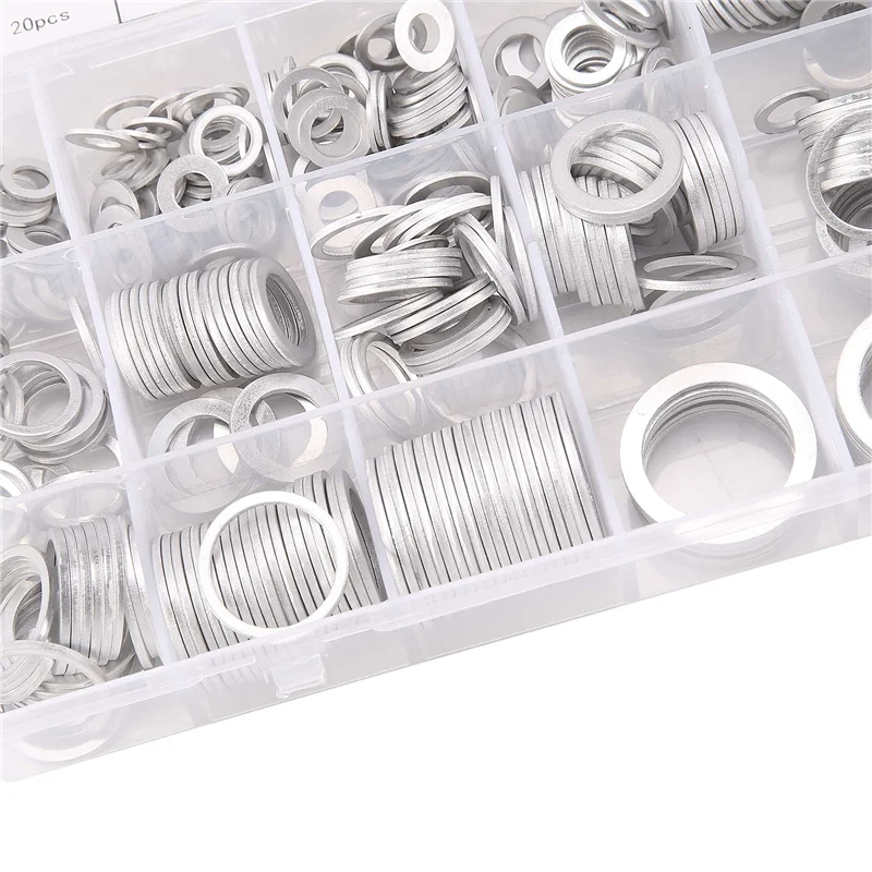 450Pcs Aluminum Gasket Aluminum Flat Washer Aluminum Sealing Ring Combination