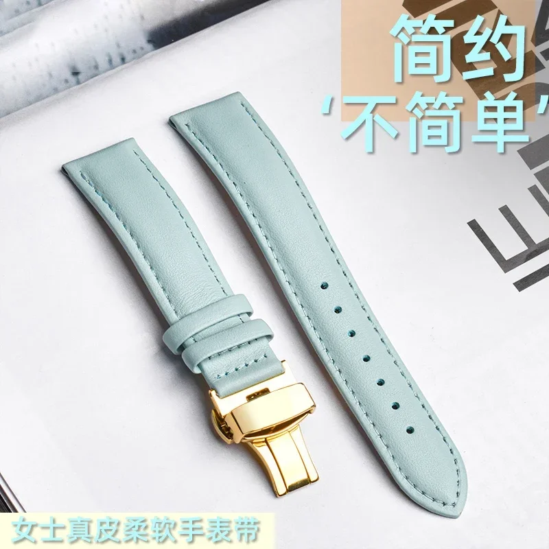 Zethydum Cowhide WatchBand 12mm 14mm 16mm 18mm 20mm Replacement Strap Ladies Quick release Bracelet for Casio Armani Tissot