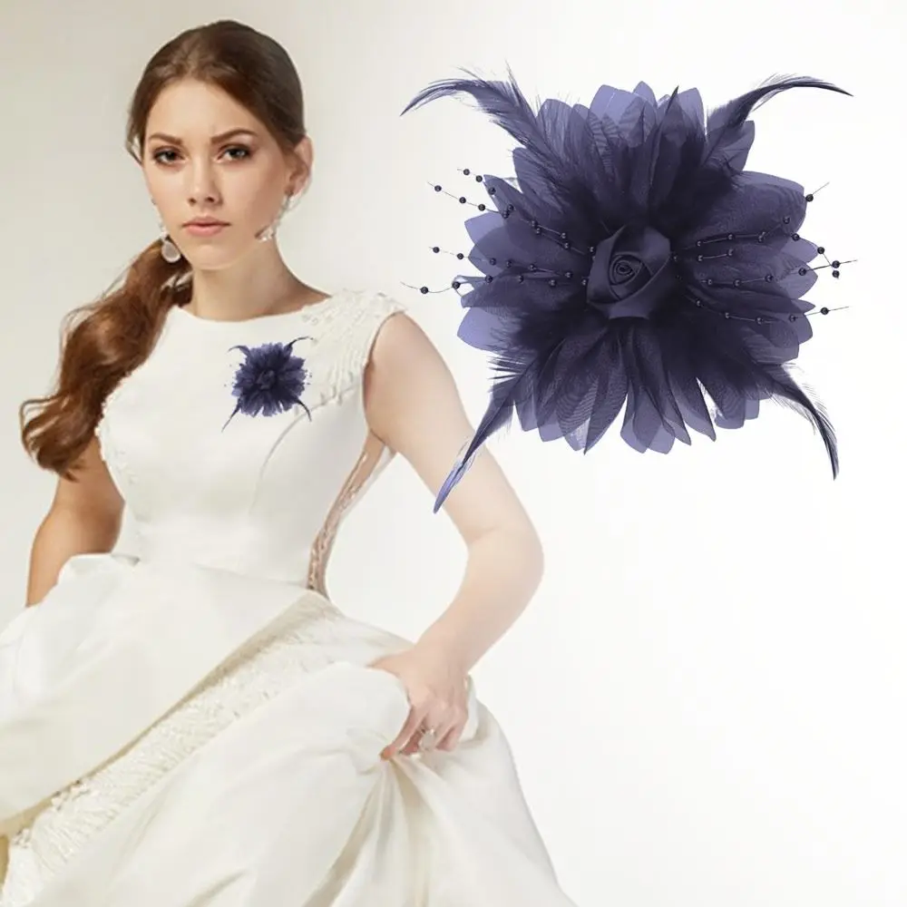 Тканевые аксессуары ручной работы большая брошь в форме цветка ювелирные изделия значки аксессуары однотонный корсаж декор для свадебной вечеринки