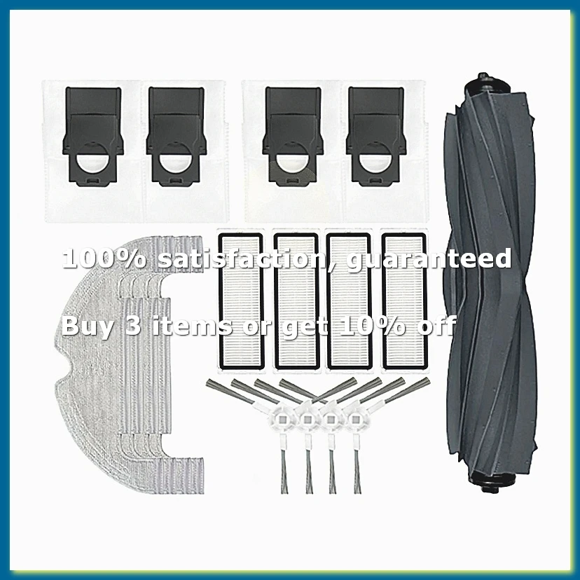 Accessoires pour D10 Plus Gen2 : brosse latérale principale de remplacement, filtre HEPA, tampon de nettoyage, sacs à poussière,