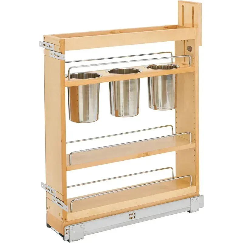 QAZ8-Rev-A-Shelf 5"Pull Out Storage Organizer for Base Kitchen Cabinets w/Soft-Close.Sliding Shelve for Utilities.Utensils or