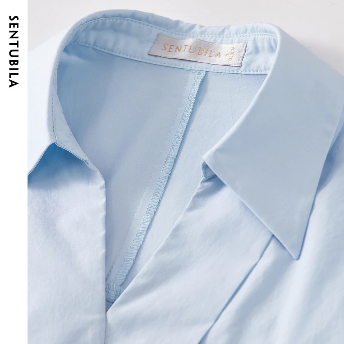 SENTUBILA Office Lady Shirts & Blouses Women 2025 Autumn Fall Loose Fit Cotton Lyocell Blend Long Sleeve Tops Woman 143C55791