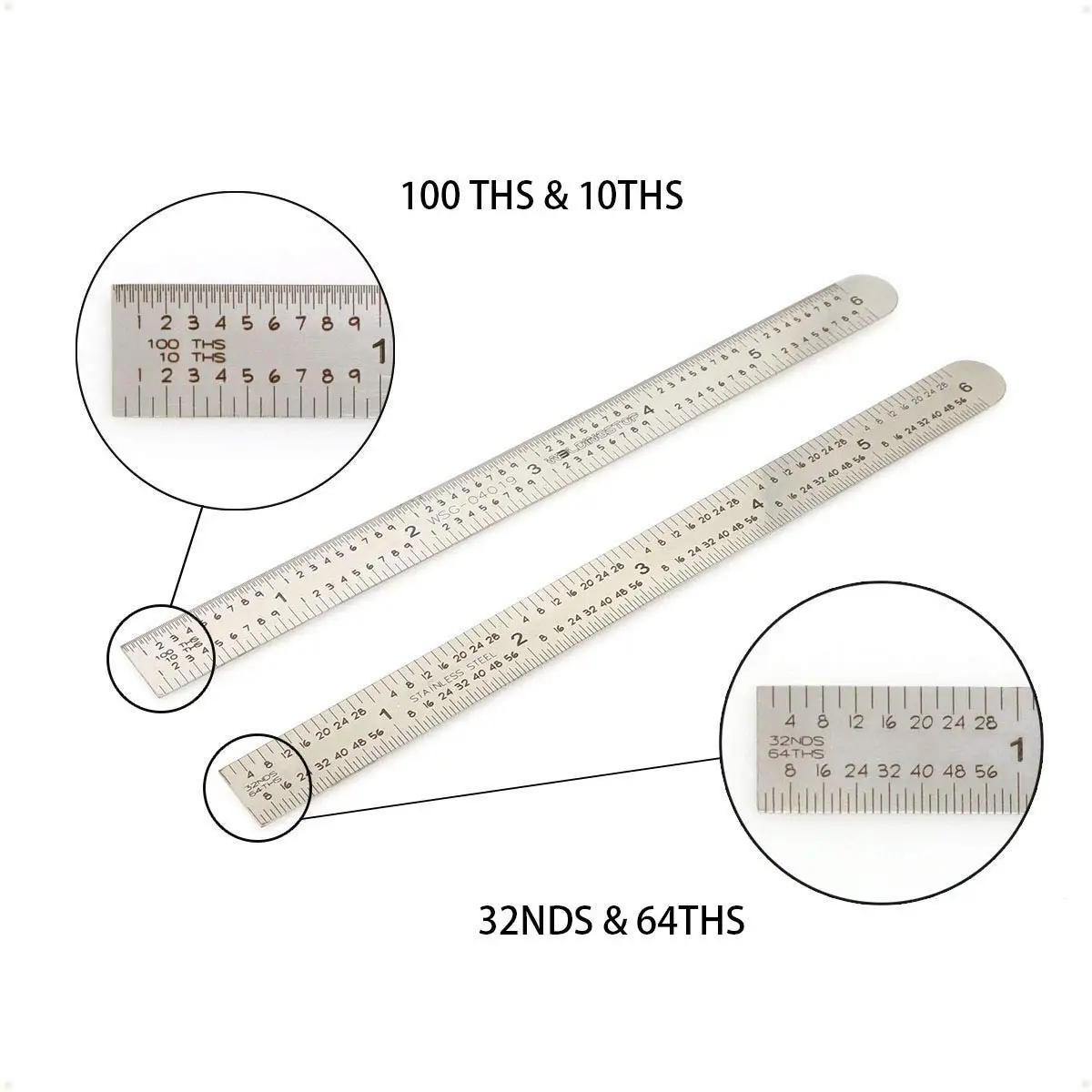 6 in Machinist Ruler Scale 5R 10ths 1/100 1/32 1/64 Graduation Flexible Decimal Inch Steel Rule