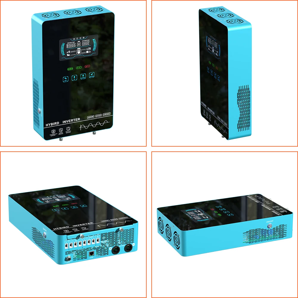 ECG 4KW عاكس للطاقة الشمسية الهجين 24 فولت 110 فولت موجة جيبية نقية خالية من البطارية بدء تشغيل بنيت MPPT 140A شاحن بالطاقة الشمسية النظام الشمسي BMS/WiFi #6