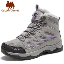 GOLDEN CAMEL Waterproof Hiking Shoes Non-slip Warm Fleece High-top Hiking Boots Trekking Ladies Shoes For Women 2023 Winter New