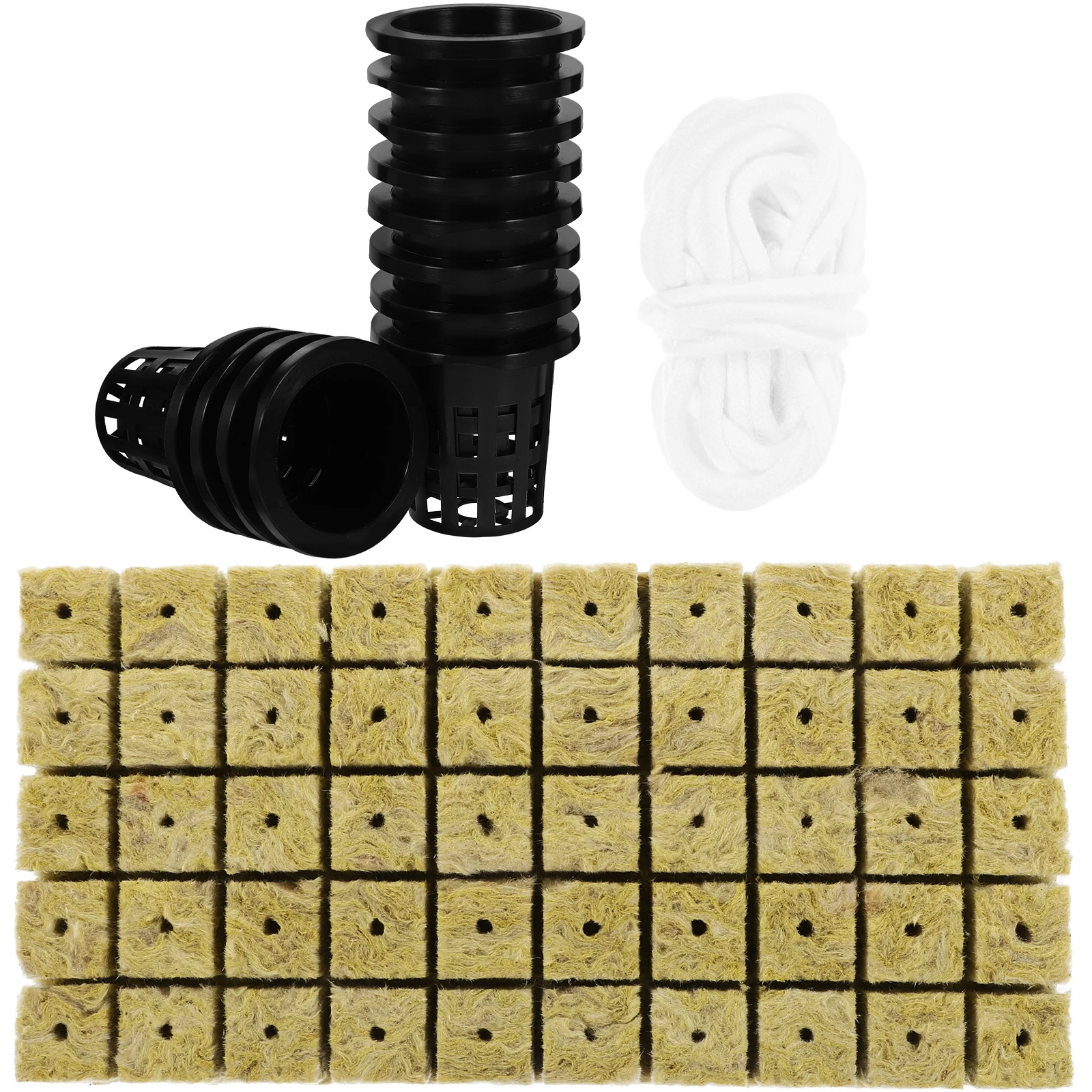 

1 set Self-Watering Planting Baskets Hydroponics System Cubes 25x25x40mm Cotton Rope 10m Grow Kits for Flowers