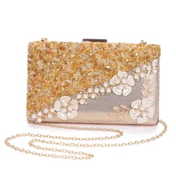 Sweet Pink Handbags Women Flower Clutch Evening Bags Luxury Wedding Purses Bridal Maid Prom Party Hand Bag Beading Pearl Purses