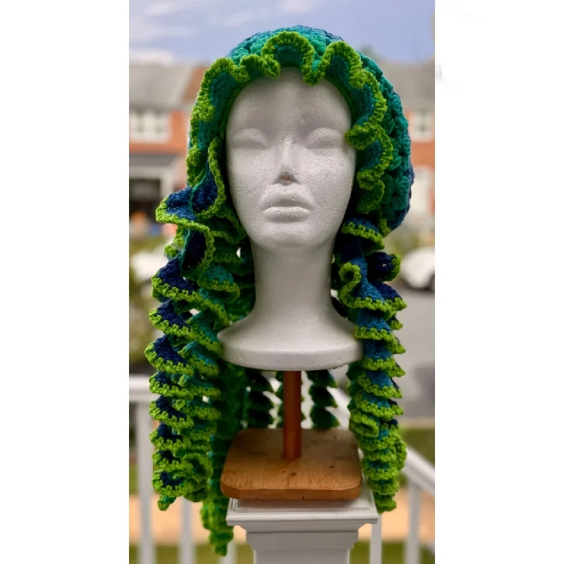 Cross-border sales Crimped ruffle decoration hat For Halloween Christmas cosplay costume Handmade crocheted Winter warm hat