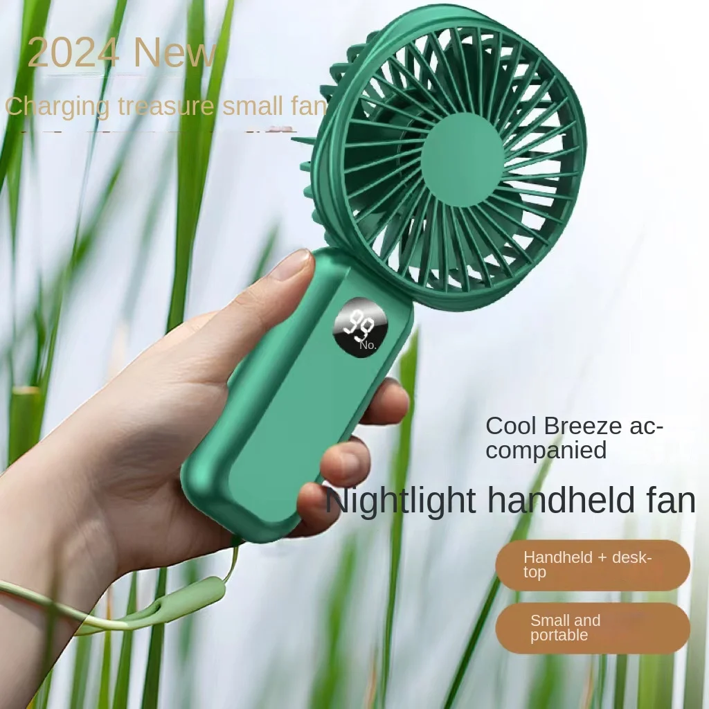 

2024 New Small Fan Mini Portable Rechargeable Digital Display Night Light Power Bank Handheld Small Fan Gifts