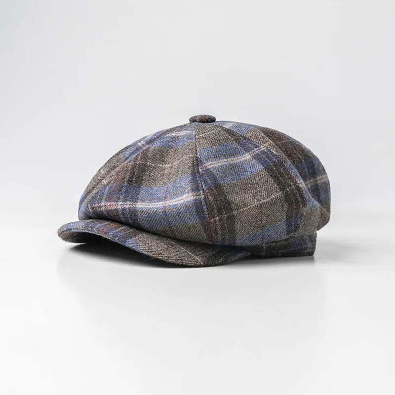 Warm Newsboy Cap for Fall Winter, Vintage Plaid Beret Hat for Women Men, Artist Painter Hat