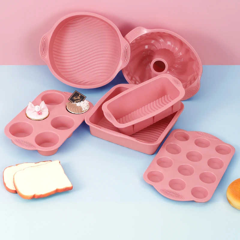 FAIS DU Dark Pink Molds for Baking Silicone Bakeware DIY  Cake Mold Muffin Pan Pastry Kitchen Accessories Cake Decorate Tools