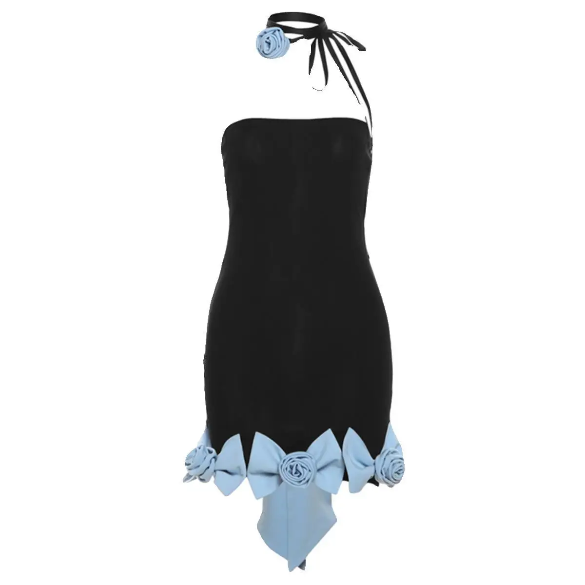 Summer Fashionable Sexy Dress Female Korean Fashion Patchwork Floral Midi Dress Women Clothes Bright Line Decoration Tight Dress