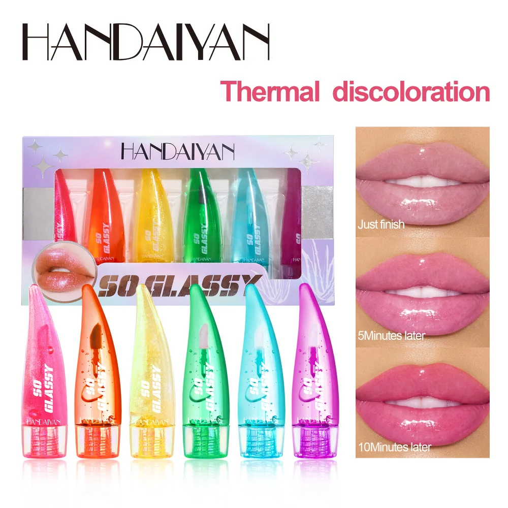 6 Stuks Lipgloss Thermische Verkleuring Spiegel Water Lip Olie Langdurige Hydraterende Lip Glazuur Waterdichte Make-Up Cosmetica Geschenken