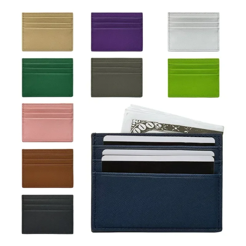 Candy Color PU Leather Ultra-thin Card Holder Large Capacity Multi-slot Bank Credit Card Gift Card Case ID Bag for Men Women