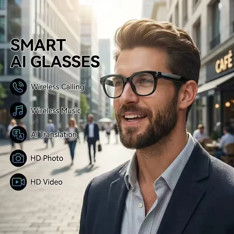 

High definition smart glasses camera, video recording and translation, wireless calling, music playback, voice assistant
