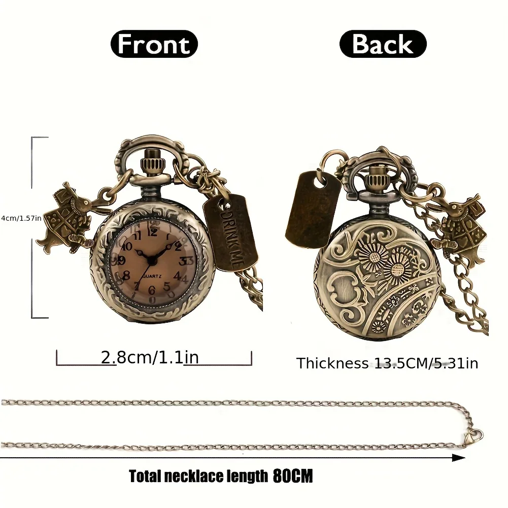 ساعة جيب برونزية عتيقة للرجال والنساء ، ساعة كوارتز ، قلادة أنيقة ، 1 *