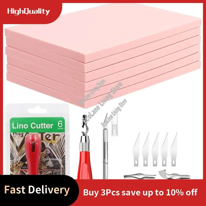 

A33R-Rubber Stamp Carving Block Kit Best Linoleum Block Set Rubber Stamp Making Kit Complete Crafting Tools For DIY Stamp Carvin