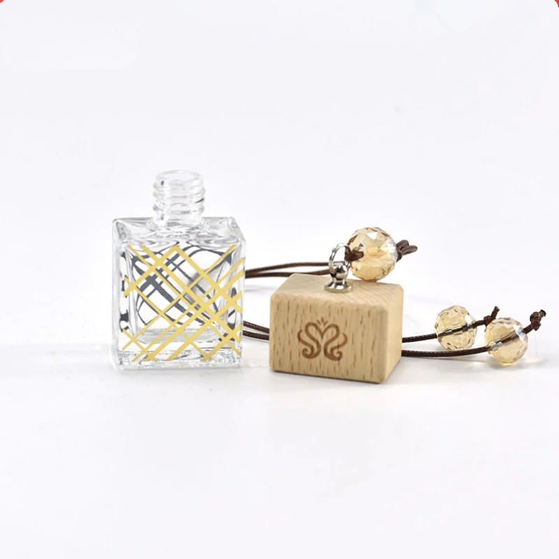 50Pcs 10ml Car Perfume Bottle Flat Square Interior Decoration Empty Bottle Pendant Does Not Contain Liquid