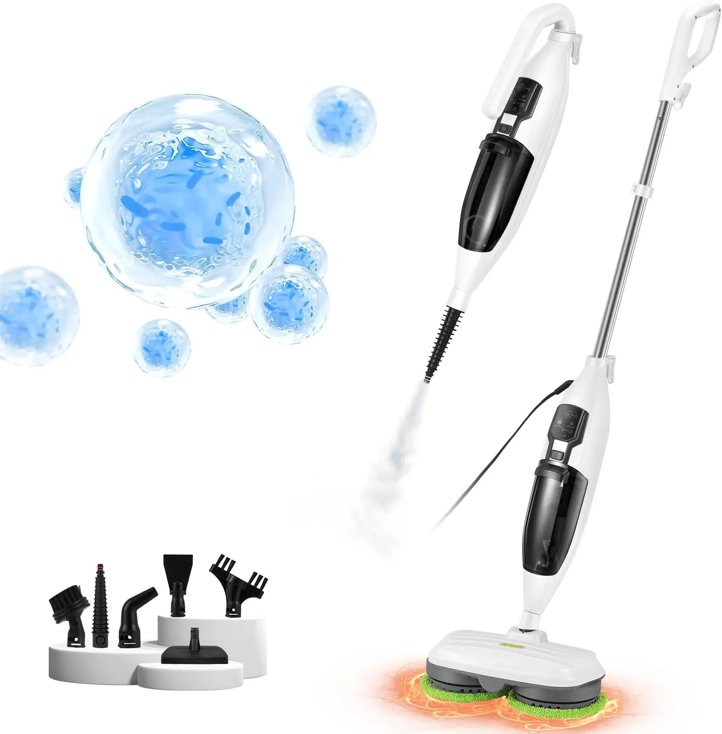 Spin Mop Cleaner Machine with Handheld Unit for Cleaning Electric Steamer Mops for Hardwood Laminate Floor, Grout Tile, Car 120V