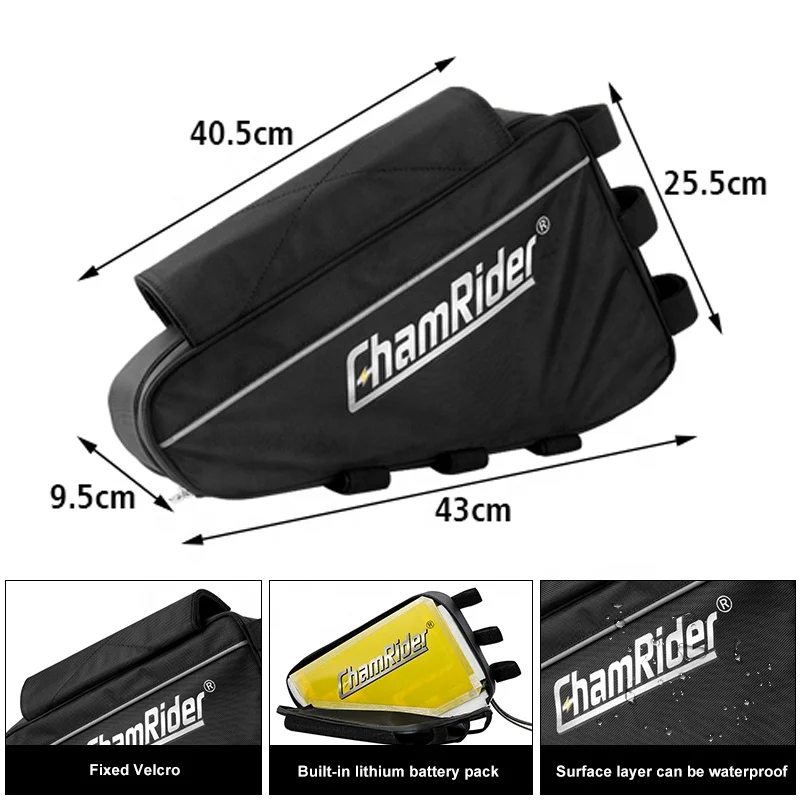 Chamrider Triangle Battery 48V 52V 52 Volt 60V 72V E Bike Triangle Lithium Battery 45AH Ebike Battery Fit 1500W - 500W Motor