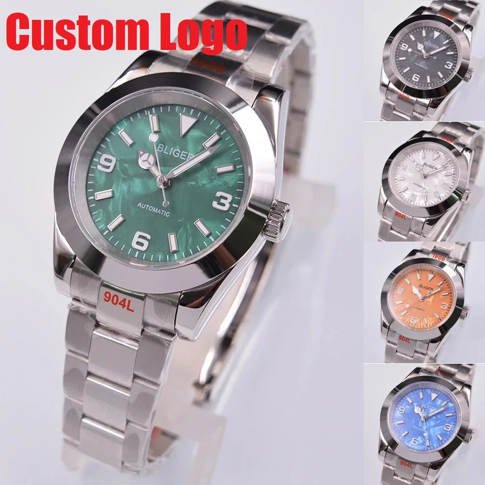 Custom BLIGER Japan NH35A Movement Man Watches 36mm /39mm Luminous Sterile dial Sapphire Crystal Automatic Mens Watch