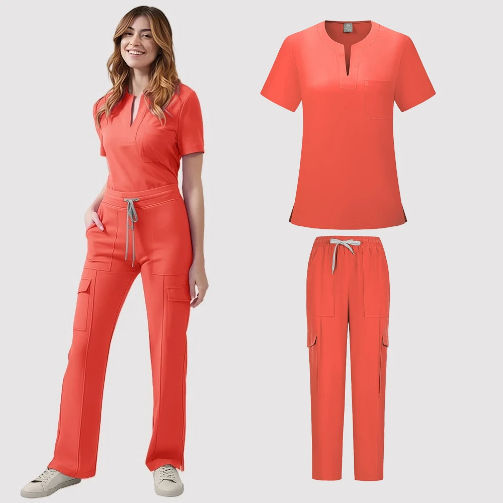 Women Medical Hospital Doctor Scrubs Cartoon Printed Nurses Uniform Scrub Sets Uniforms Straight Pants Scrubs Nurses Accessories