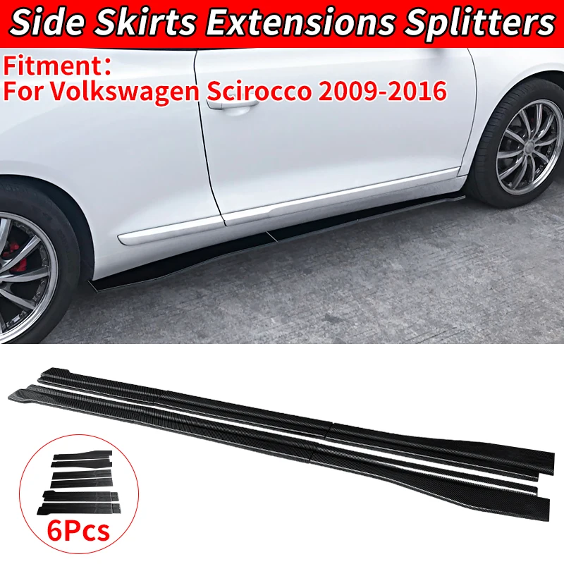 

For Volkswagen Scirocco 2009-2016 New Adjustable Side Skirts Extension Rocker Panel Body Kit Car Styling Accessories 6Pcs