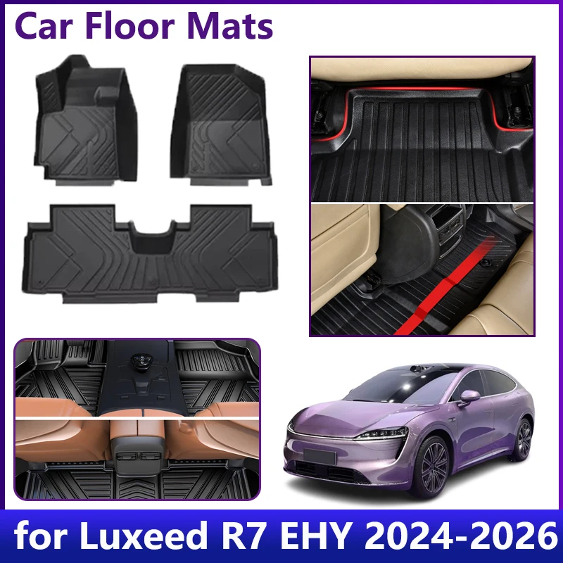 

For Luxeed R7 EHY 2024 2025 2026 Car Floor Mats LHD Waterproof Universal Leather TPE Foot Mat Carpet Cushion Auto Accessoires