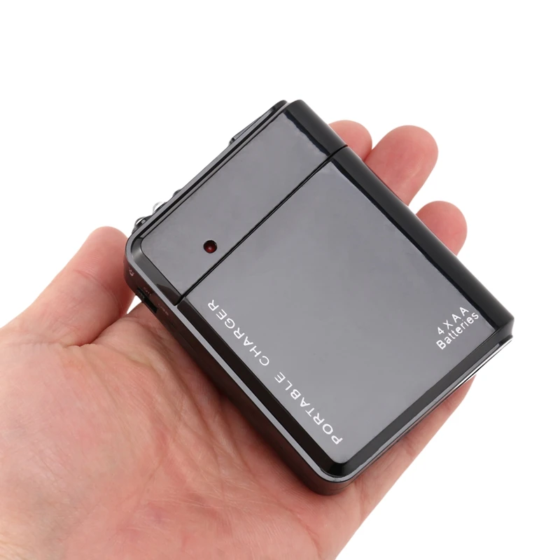 FULL-Black 4X AA Battery Portable Emergency Power Charger USB For Cell Phone