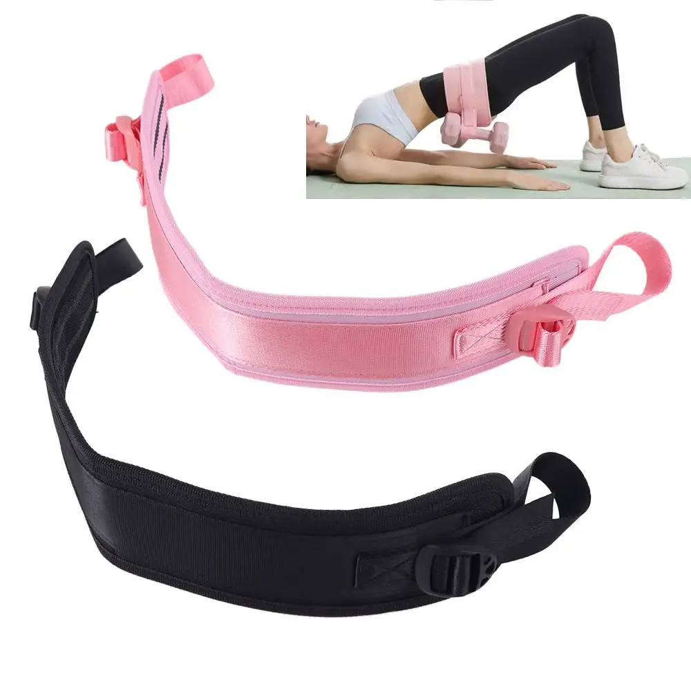 

Glute Bridge Workout Easy to Use Hip Thrust Belt Adjustable Non Slip Dumbbell Booty Belt Pink Black Waist Trainer Belt Exercise