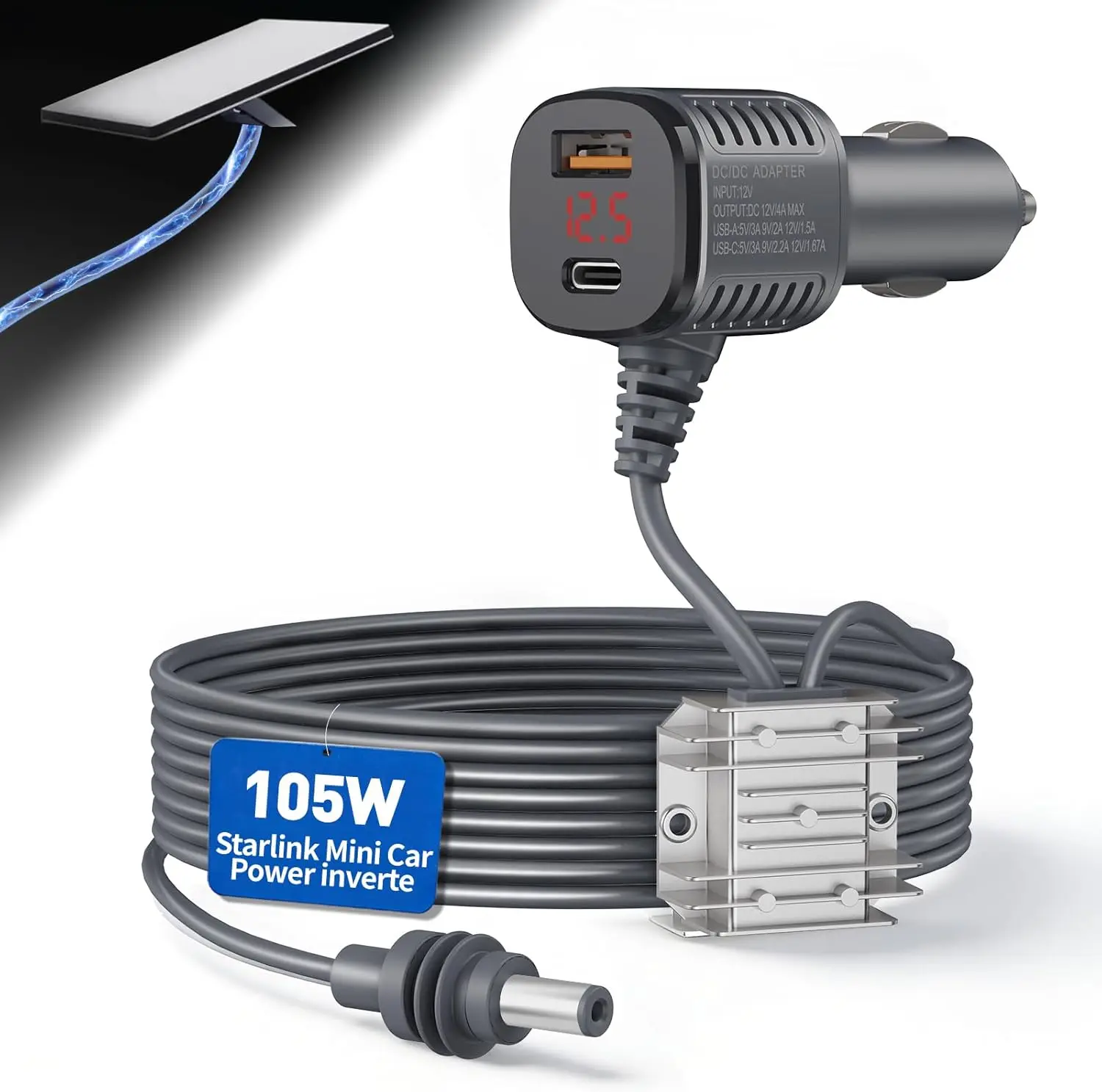 

Step up Converter for Starlink Mini 12V-24V with Cigarette Lighter Plug Car Voltage Booster with Digital Display DC Cable