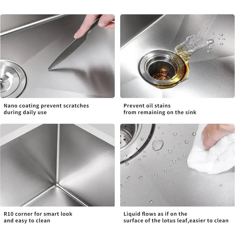 وعاء مزدوج 32 بوصة طول × 19 بوصة عرض 16 مقياس حوض مطبخ من الفولاذ المقاوم للصدأ، حوض فقط - تصميم متين 304 SS للحديث #3