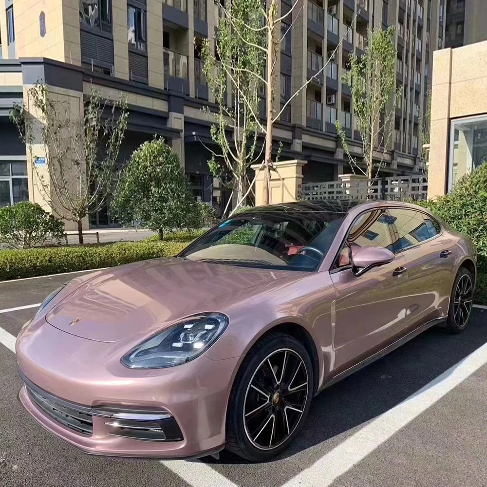 

PET Glossy Metallic Vinyl Wrap Carbon Fiber Car Parts Protective Foil Pink