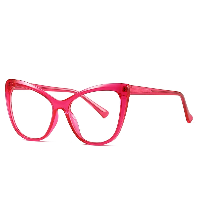 

56 mm 2023 Anti Blue Light Computer Glasses TR Women Big Frame Cat Eye Frame Eyeglasses pc girls glasses 2027