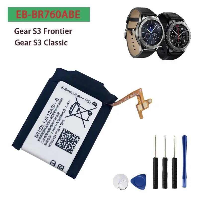 Replacement Battery For SAMSUNG Gear S3 Frontier / Classic SM-R770 EB-BR760ABE SM-R765S Genuine Smartwatch Batteria with Tools