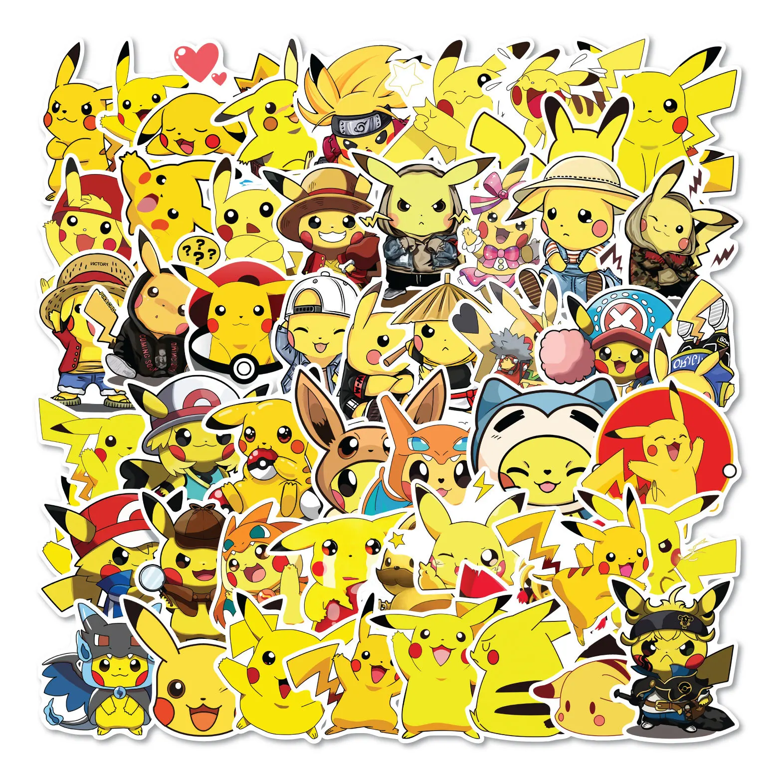 10/50PCS Pokemon Pikachu Stickers Cute Cartoon Kids Sticker Toy Phone Case Guitar Water Bottle Notebook Kawaii Graffiti Decals