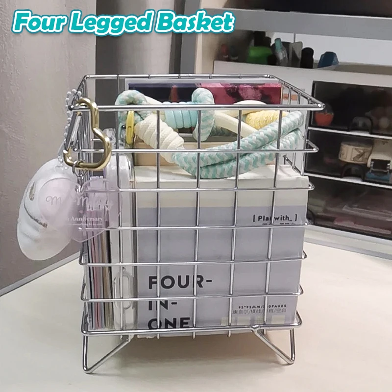 

Iron Storage Basket Office Desktop Cosmetic Sorting Baskets Kitchen Seasoning Jar Organizer for Friend Family Neighbors Gift