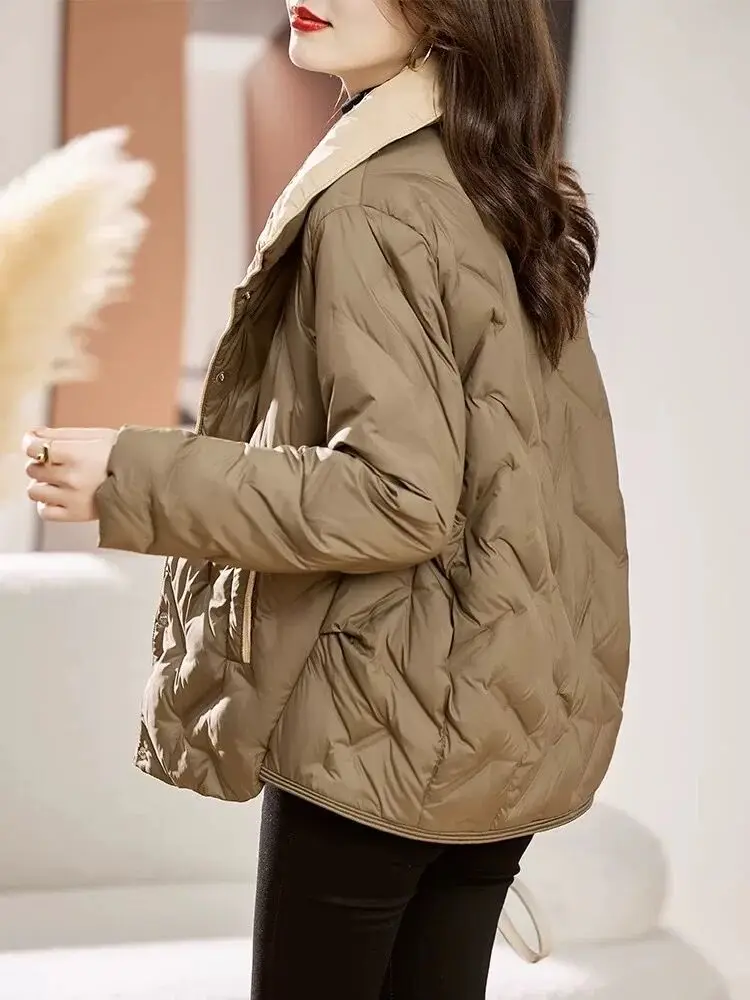 Winter Puffer Coats 2024 New Women Jacket Simple Casual Loose Down Jacket Stand-up Collar Lightweight Warm Short Female Parker