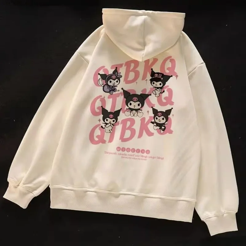 Sanrio Kuromi New Zipper Top Shirts Cute Loose Sweatshirts Hooded Women Fashion Hoodie Cartoon Print Cardigan Y2k Trend Clothes