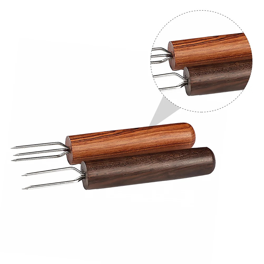 2 Pcs Extension Needle Moxa Warm Prolong Tool Portable Moxibustion Fork Chorizo Wood Handle Extender Mugwort Holder Rosewood